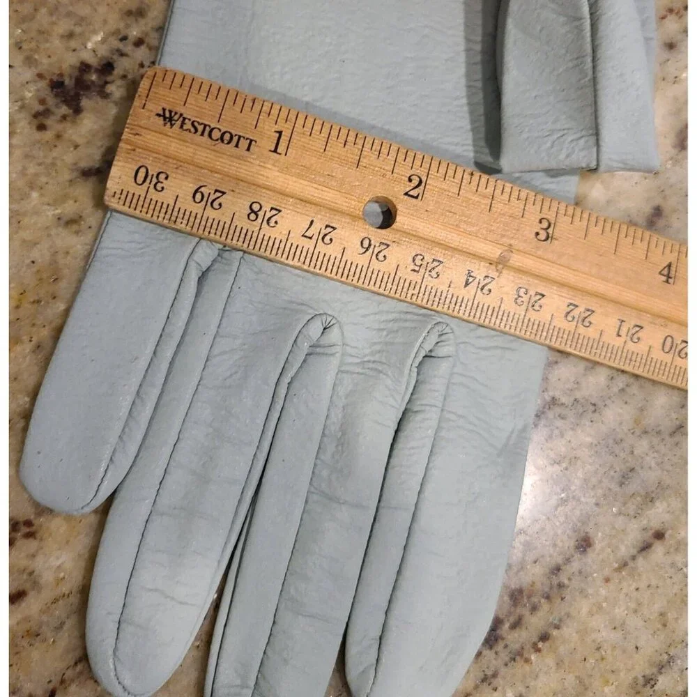Vintage Size S Sage Green Faux Leather Lined Gloves *cracking* Read